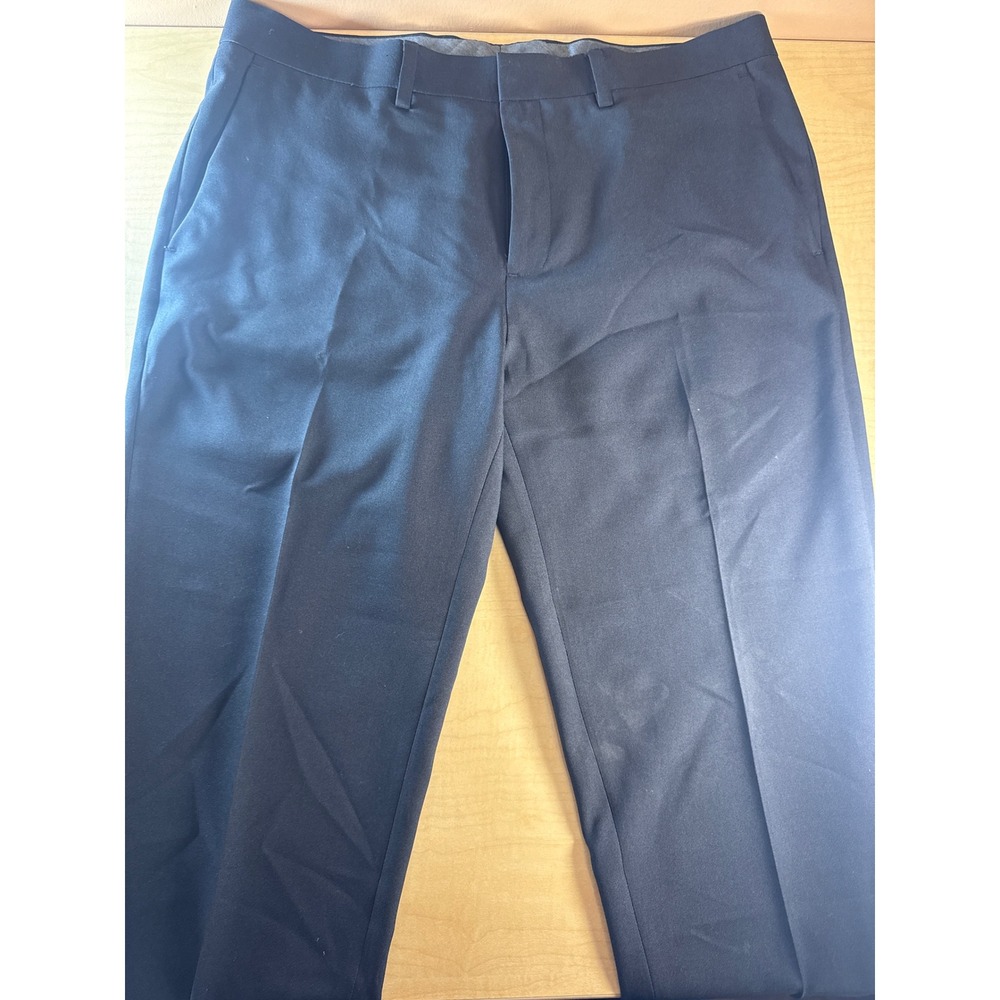 Haggar Premium Comfort Dress Pants Mens 34x29 Black Flat Front Straight Leg
